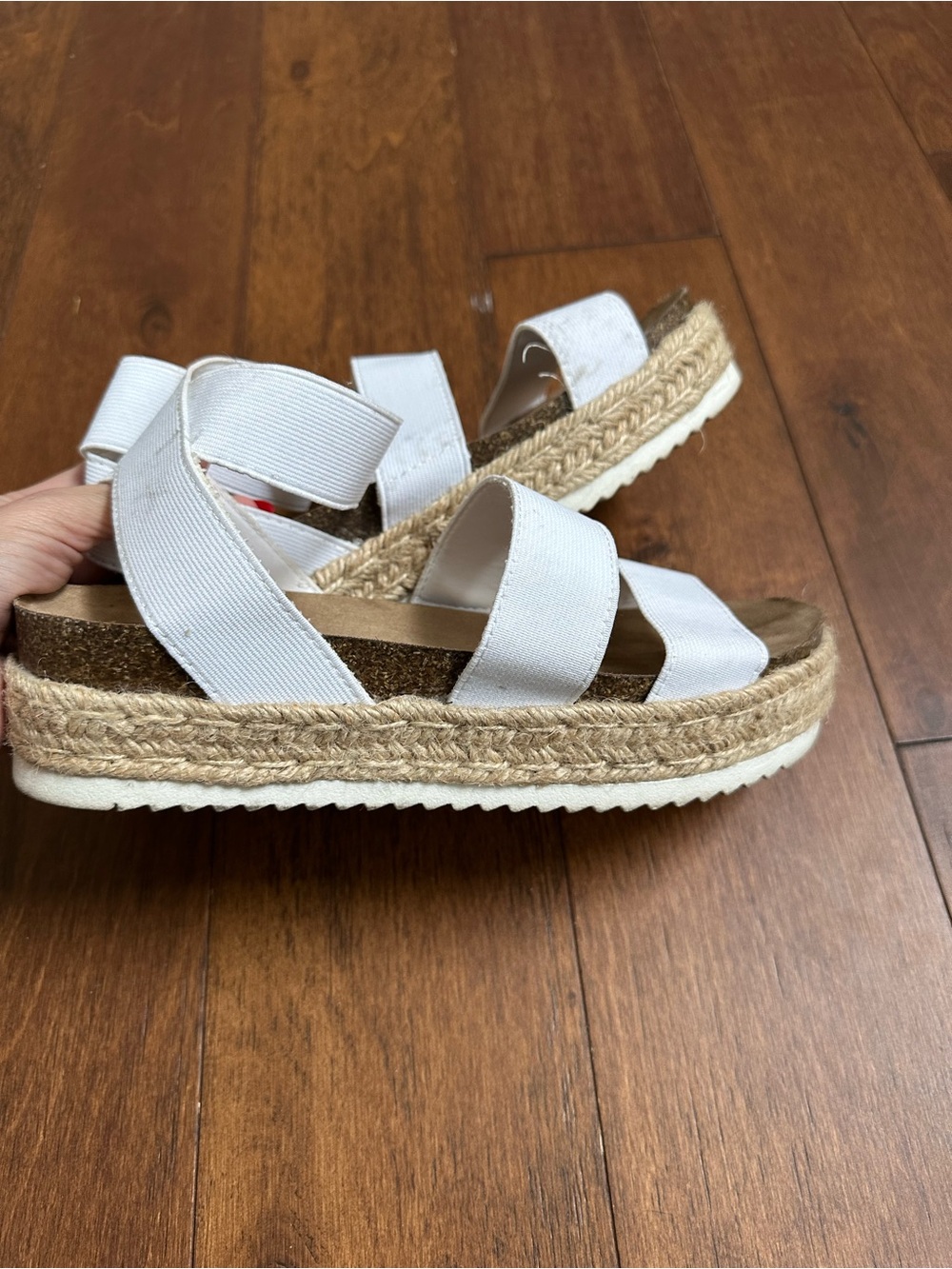 Women’s White Espadrille Platform Sandals with Elastic Straps
